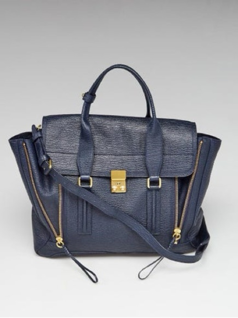 3.1 PHILLIP LIM Ink Shark Embossed Leather Pashli Large Satchel Bag